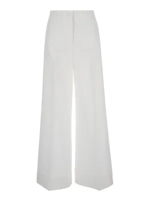 Wide-Leg Trousers - Plain Cotton