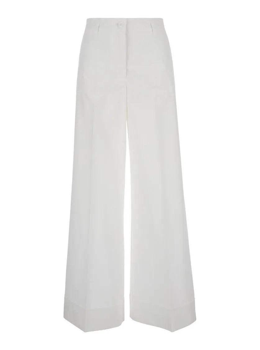 Wide-Leg Trousers - Plain Cotton