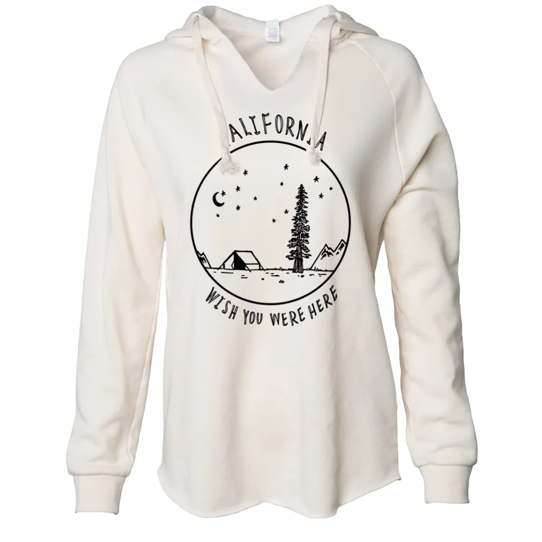 Wish You Were Here Black Print Women's Soft Hooded Pullover