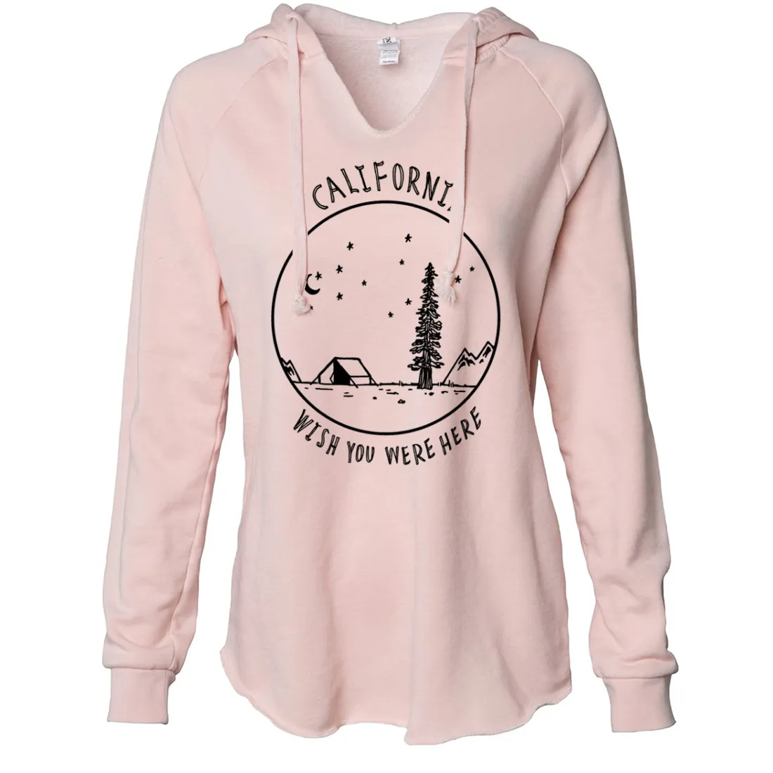 Wish You Were Here Black Print Women's Soft Hooded Pullover