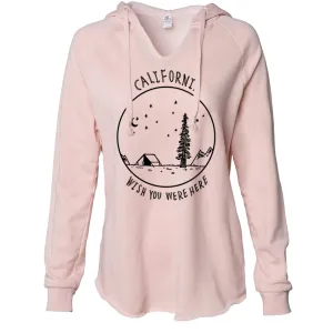 Wish You Were Here Black Print Women's Soft Hooded Pullover