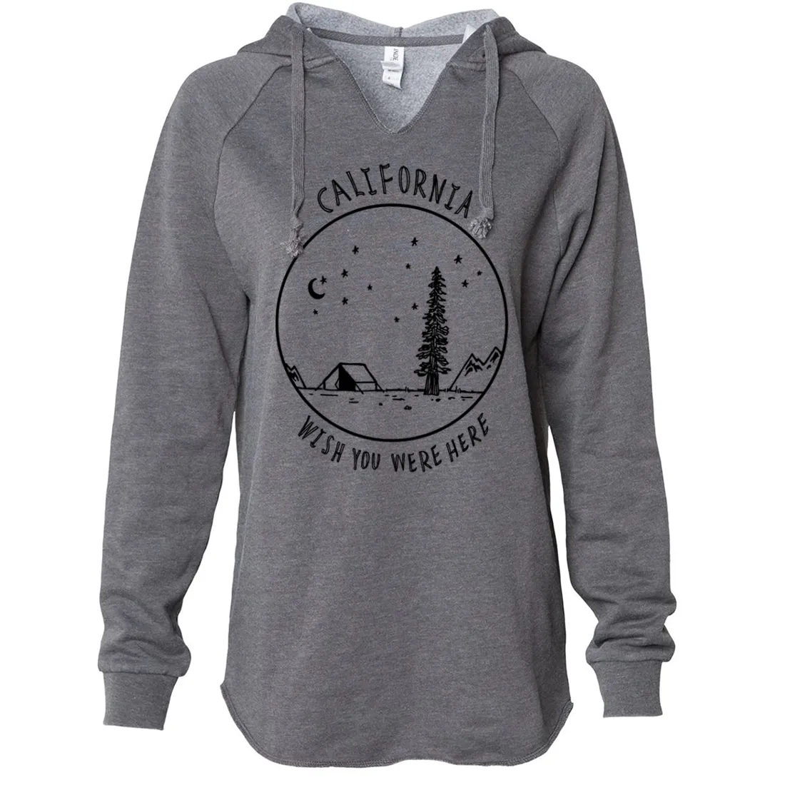 Wish You Were Here Black Print Women's Soft Hooded Pullover