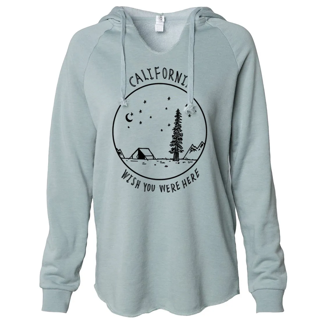 Wish You Were Here Black Print Women's Soft Hooded Pullover