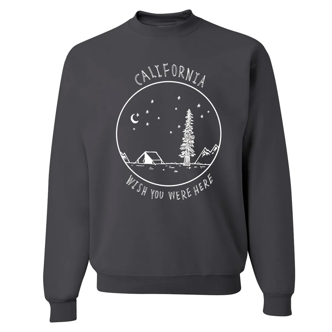 Wish You Were Here White Print Crewneck Sweatshirt