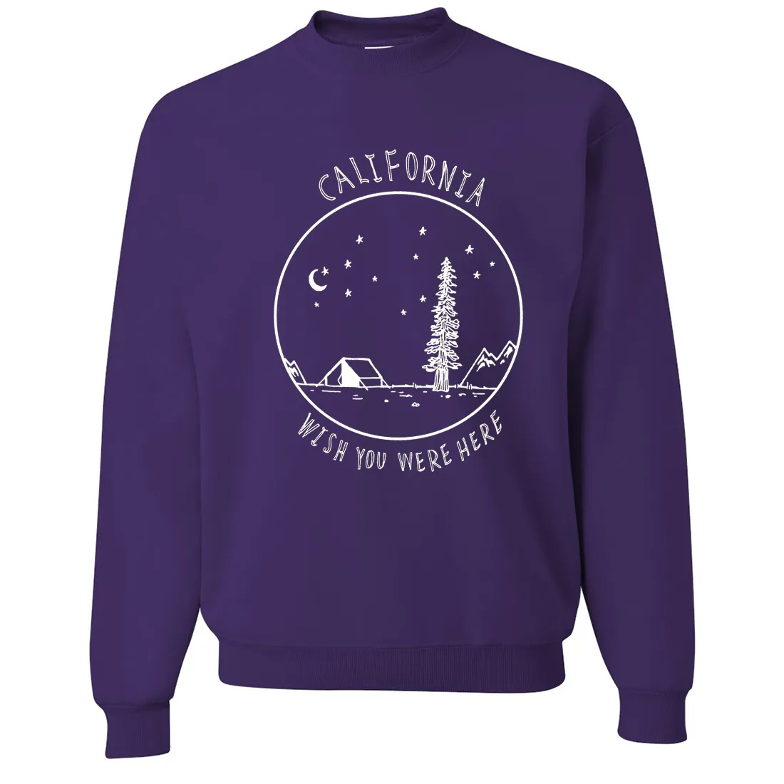 Wish You Were Here White Print Crewneck Sweatshirt