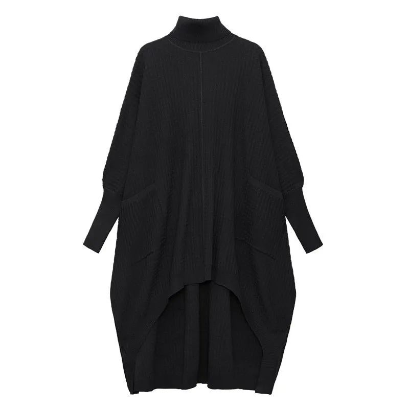 Women Irregular Big Size Knitting Dress Loose Fit