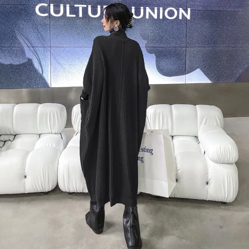 Women Irregular Big Size Knitting Dress Loose Fit