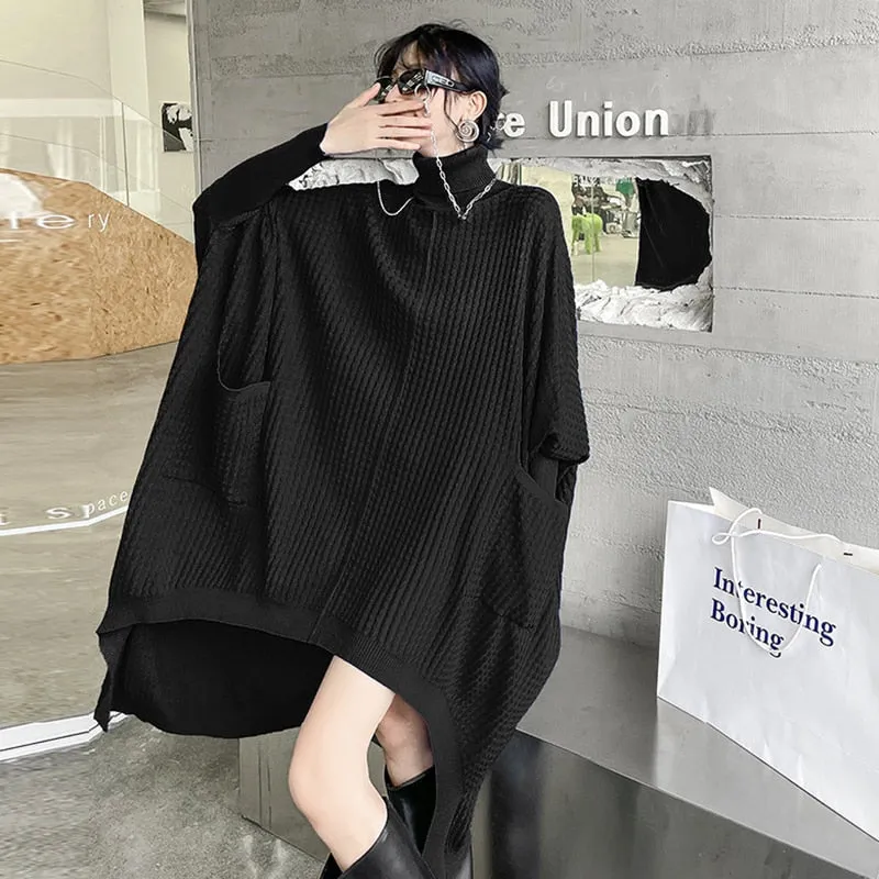Women Irregular Big Size Knitting Dress Loose Fit