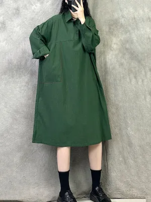 Women Spring Casual Pure Color Loose Dress