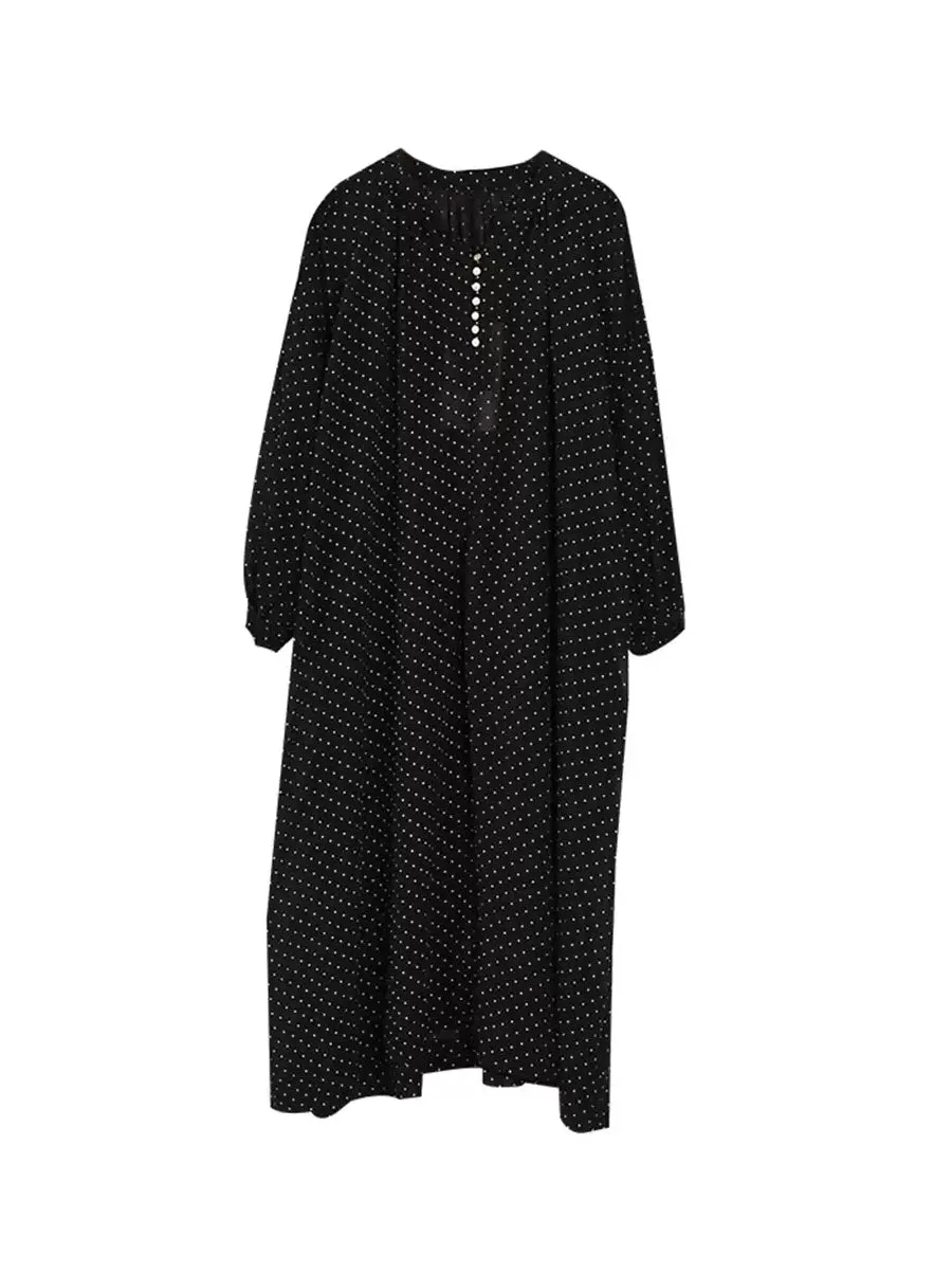 Women Summer Casual Dot V-Neck 100%Cotton Dress