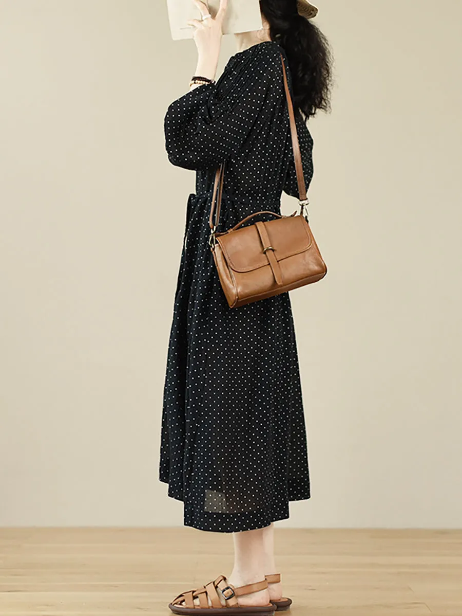 Women Summer Casual Dot V-Neck 100%Cotton Dress