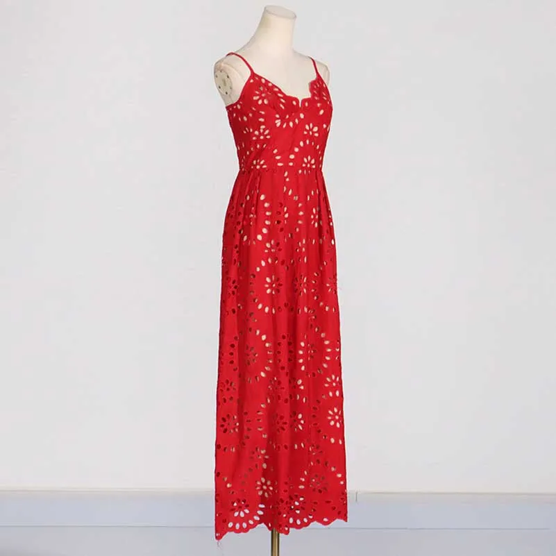 Womens A Line Midi Dress Hollowed Embroidered Cocktail Dress