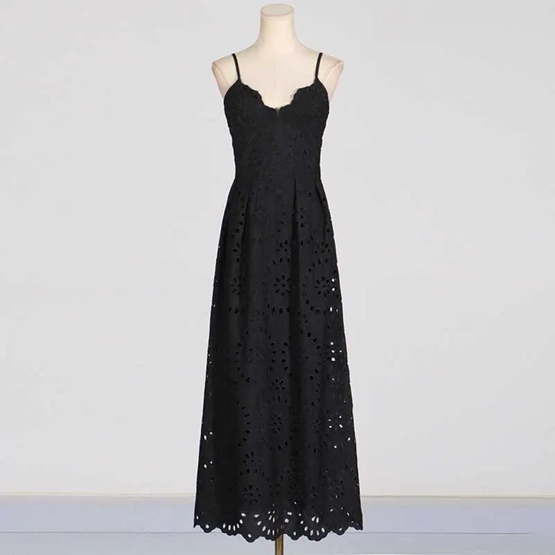 Womens A Line Midi Dress Hollowed Embroidered Cocktail Dress