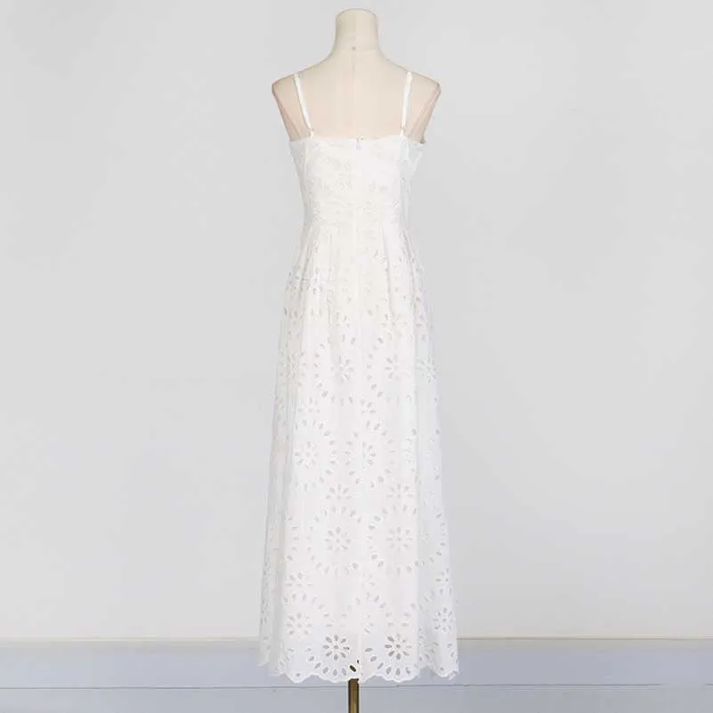 Womens A Line Midi Dress Hollowed Embroidered Cocktail Dress