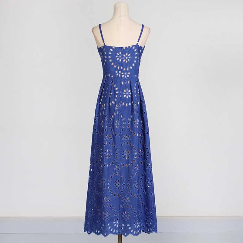Womens A Line Midi Dress Hollowed Embroidered Cocktail Dress