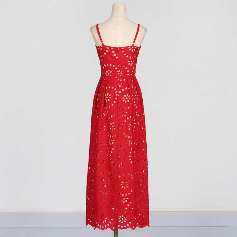Womens A Line Midi Dress Hollowed Embroidered Cocktail Dress