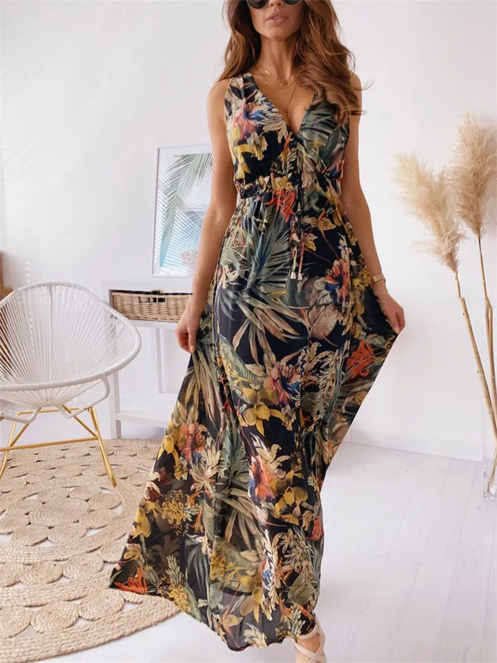 Women's Beautiful All-Over Floral Print Summer Holiday Dresses