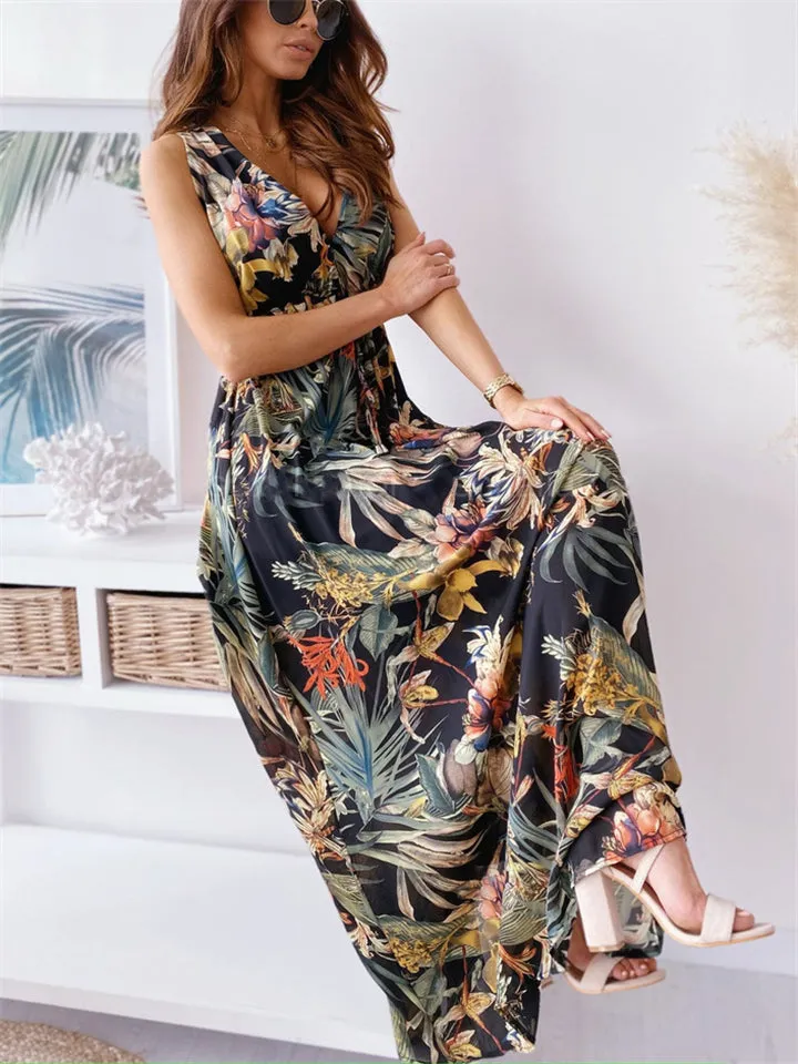 Women's Beautiful All-Over Floral Print Summer Holiday Dresses