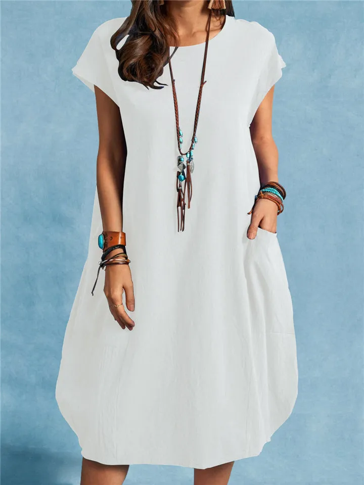 Women's Casual Comfy Linen Dresses with Pockets