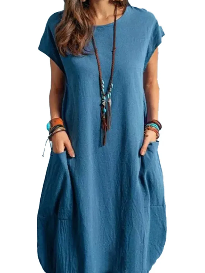 Women's Casual Comfy Linen Dresses with Pockets