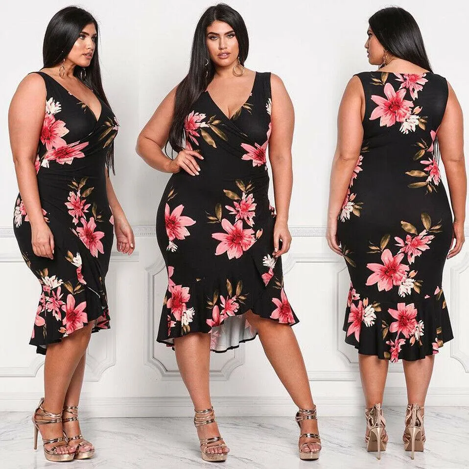 Womens Casual  Plus Size Midi Dresses