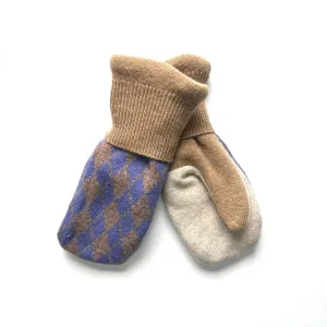 Women's Mittens - Beige & Blue - 1257 M/L