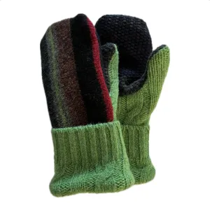 Women's Mittens - Green & Black Pattern - 1537 M/L