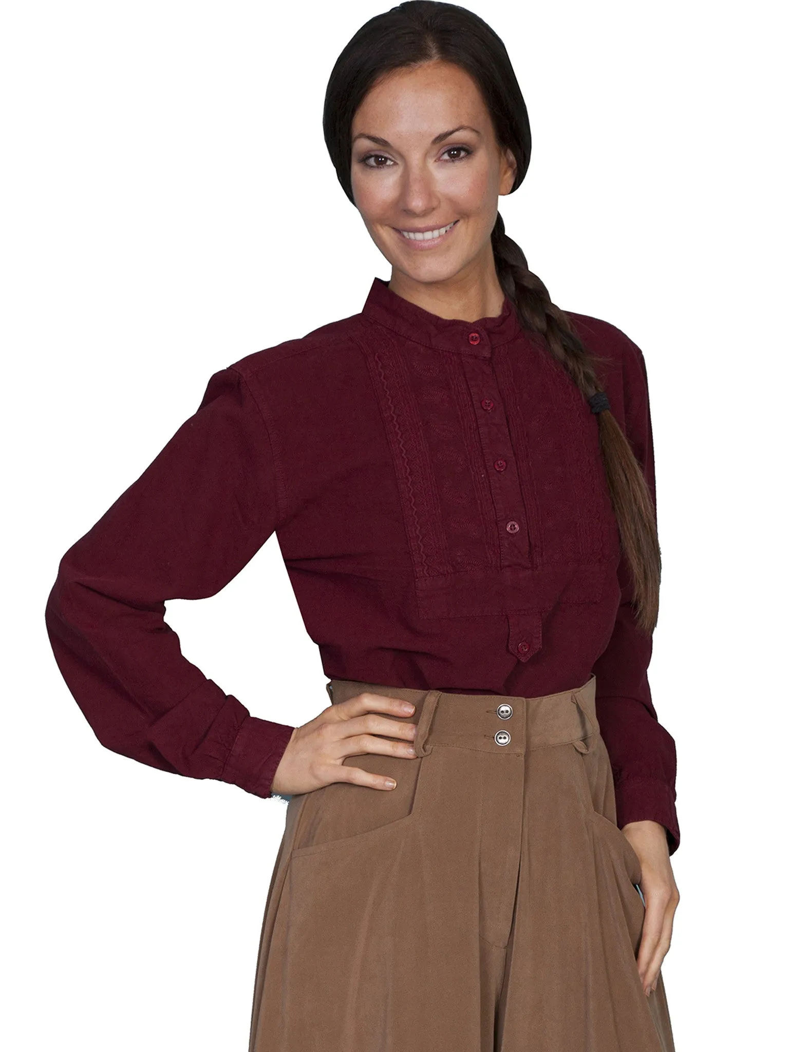 Women's Old West Top Collection: Rangewear Paisley Embroidered Bib Blouse