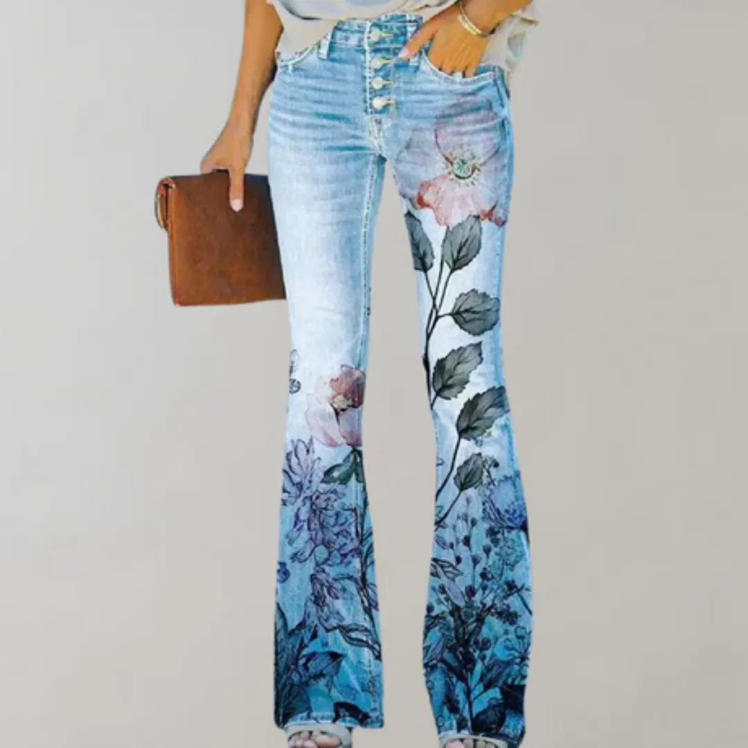 Women's Summer Floral Wide Leg Pants | High Waisted