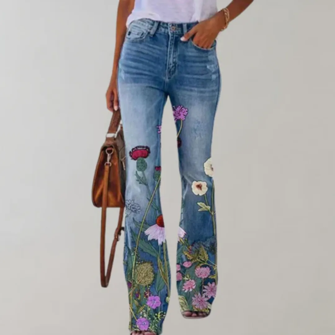 Women's Summer Floral Wide Leg Pants | High Waisted