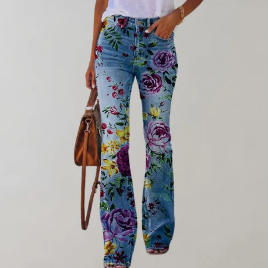 Women's Summer Floral Wide Leg Pants | High Waisted