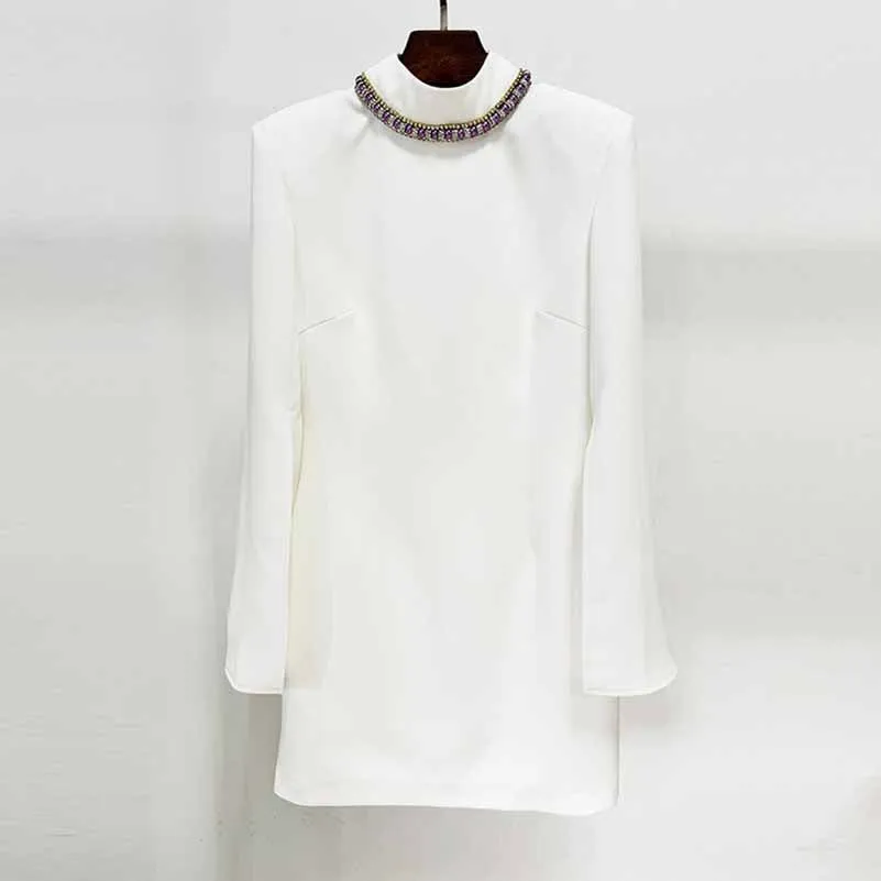 Women's White Mini Dress With Long Sleeves