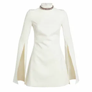 Women's White Mini Dress With Long Sleeves