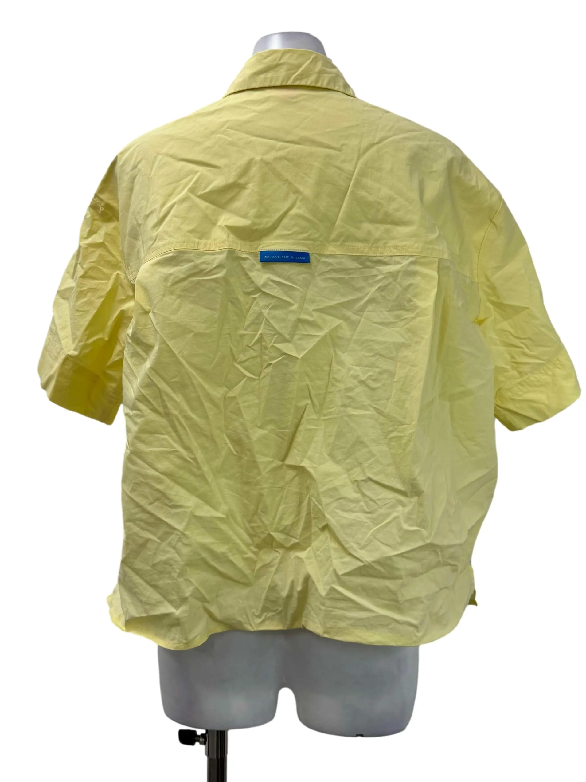 Yellow Buttoned Short Sleeves Blouse