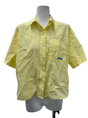 Yellow Buttoned Short Sleeves Blouse