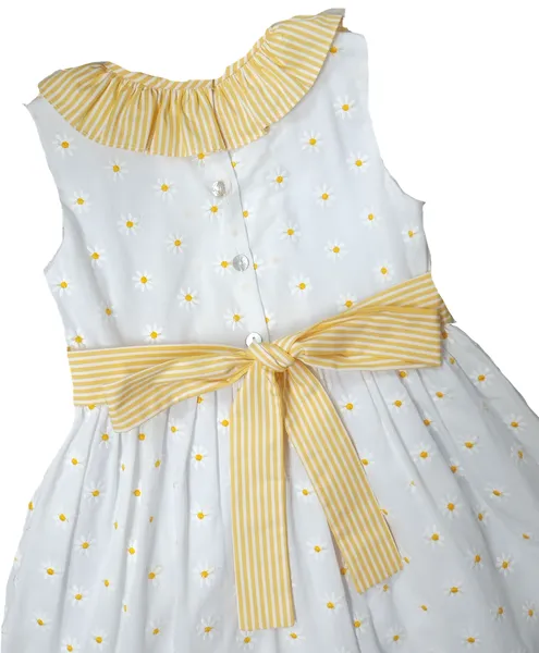 Yellow Daisies Embroidered Girl's Classic sleeveless Dress