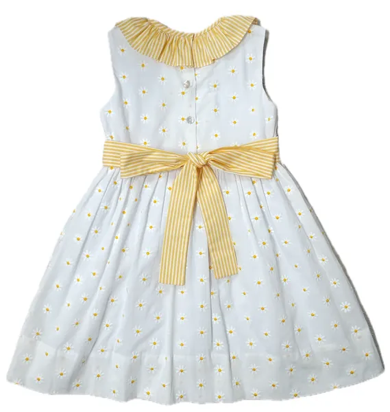 Yellow Daisies Embroidered Girl's Classic sleeveless Dress