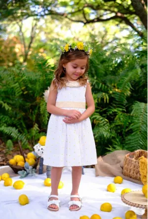 Yellow Daisies Embroidered Girl's Classic sleeveless Dress