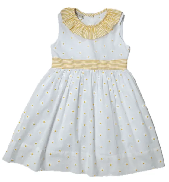 Yellow Daisies Embroidered Girl's Classic sleeveless Dress