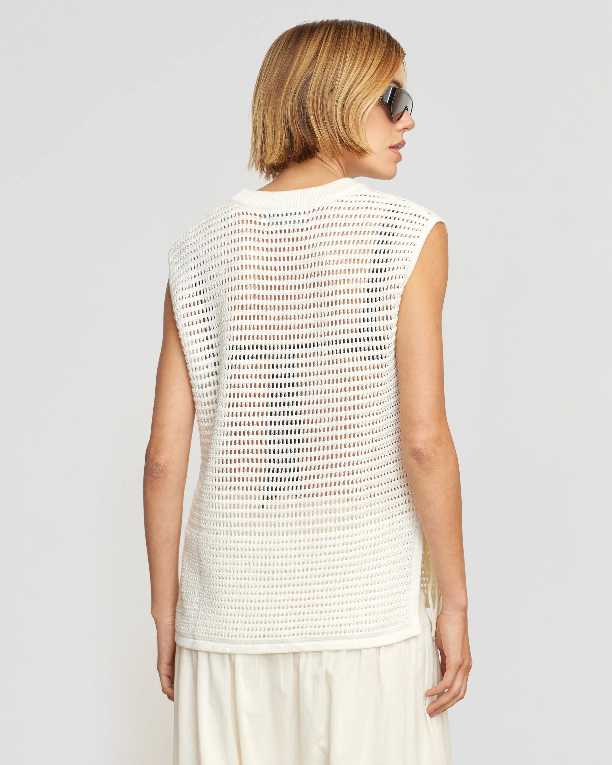 Zada Organic Cotton Crochet Sweater Tank