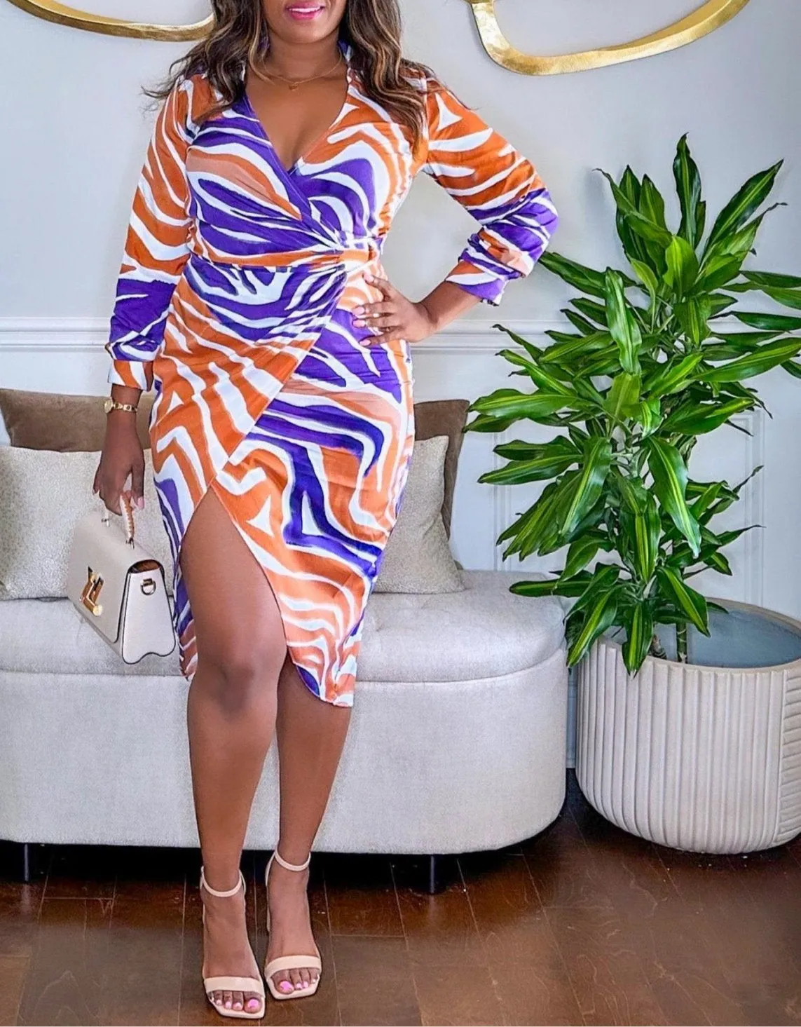 Zari High Split Wrap Dress